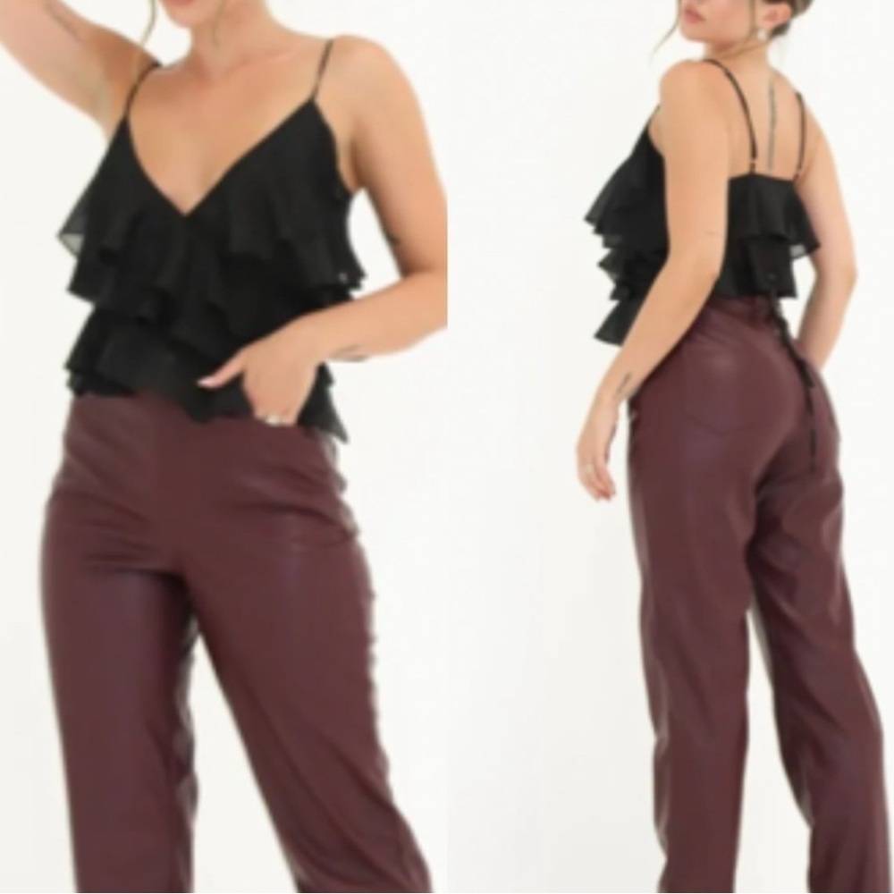 NWT Sheer Sparkly Black Ruffle Layered Open Back Tank top Whimsigoth y2k party